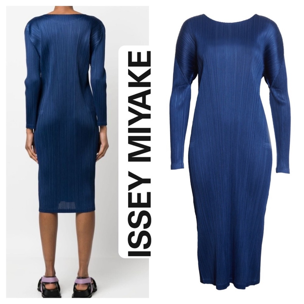 Issey Miyake Pleats Please Longsleeve September Permanent Pleated Dress Japan